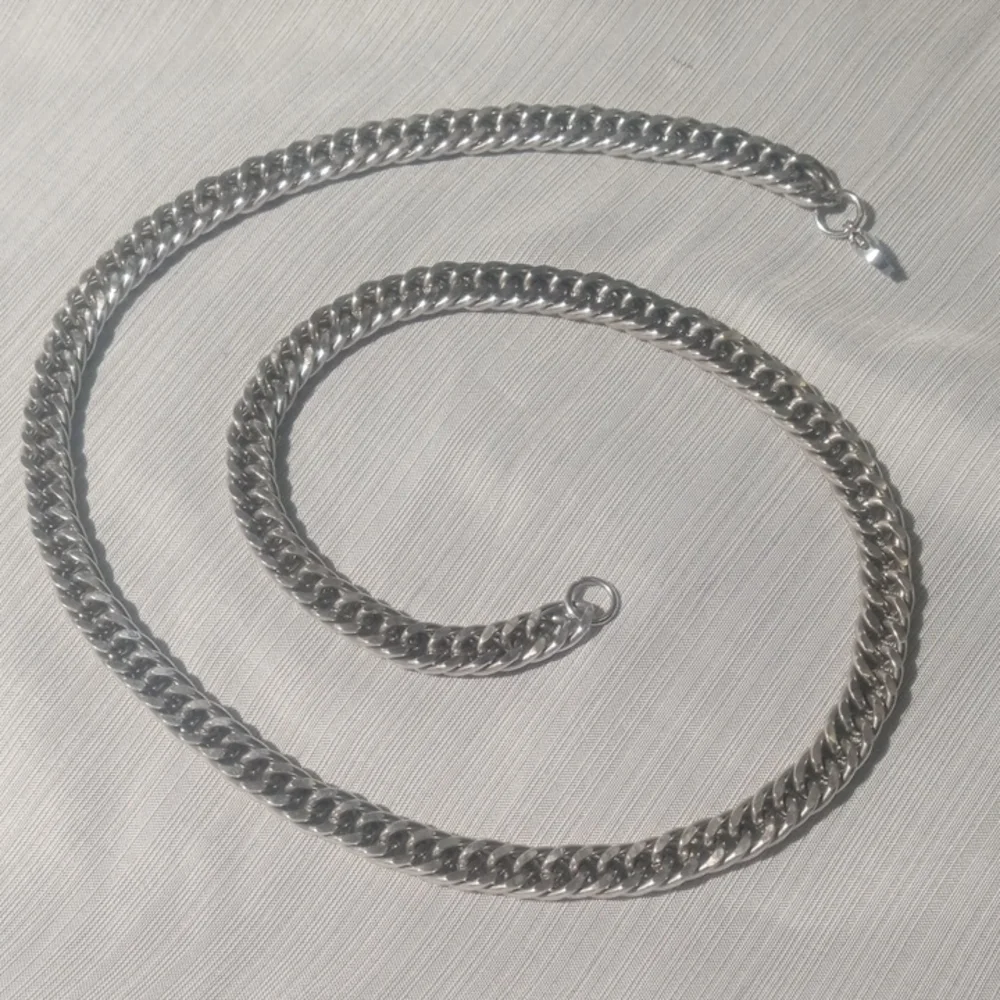 Silver Tone Curb Link Chain Necklace Unisex ~ Heavy Link ✨